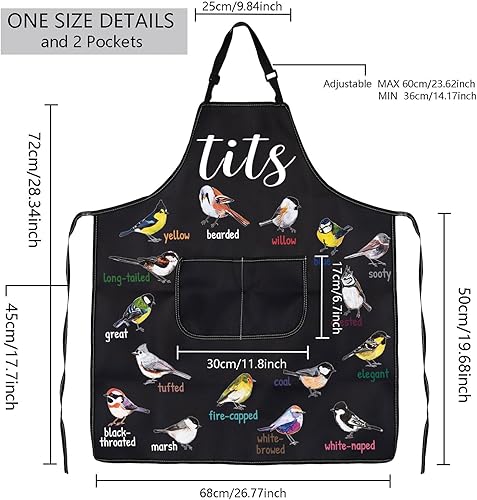 Miniatura 2 de MBMSO Delantal de tetas con bolsillos, delantal de cocina para observación de aves para amantes de las aves