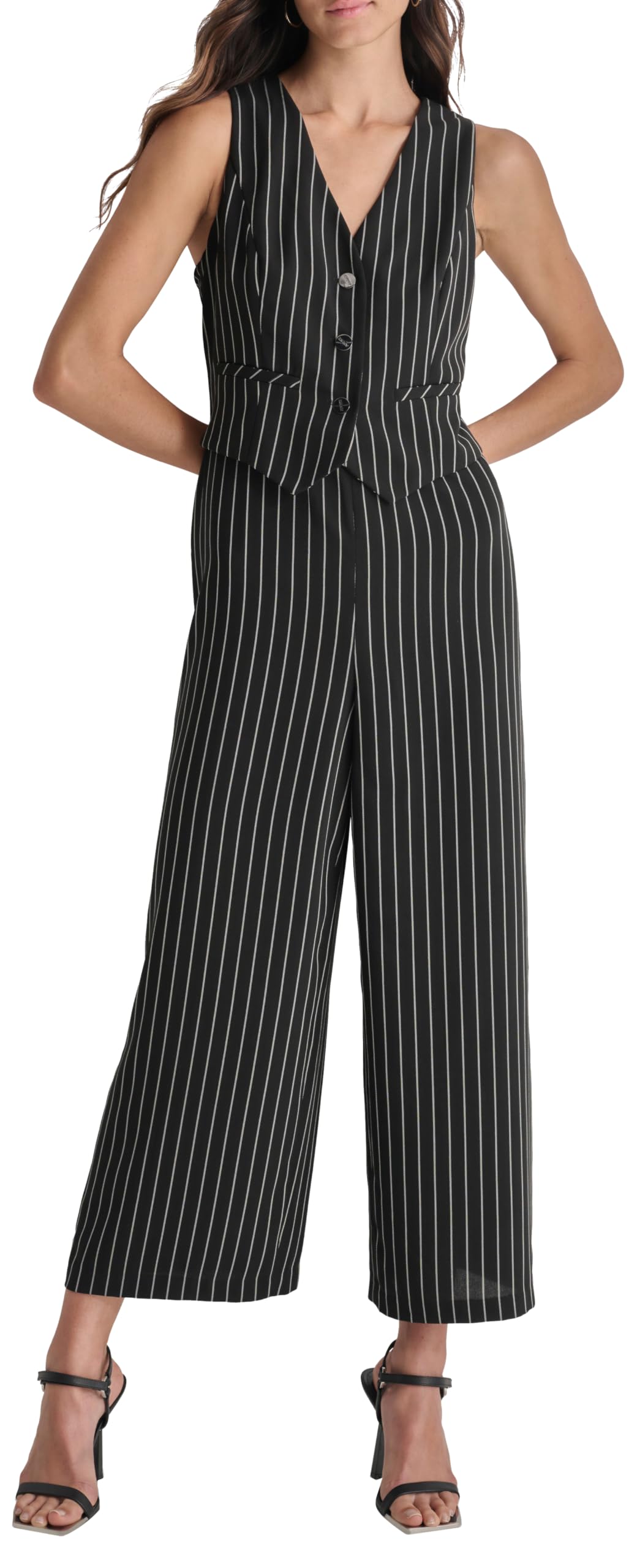 DKNY Sleeveless Vest Jumpsuit Vestido para Mujer