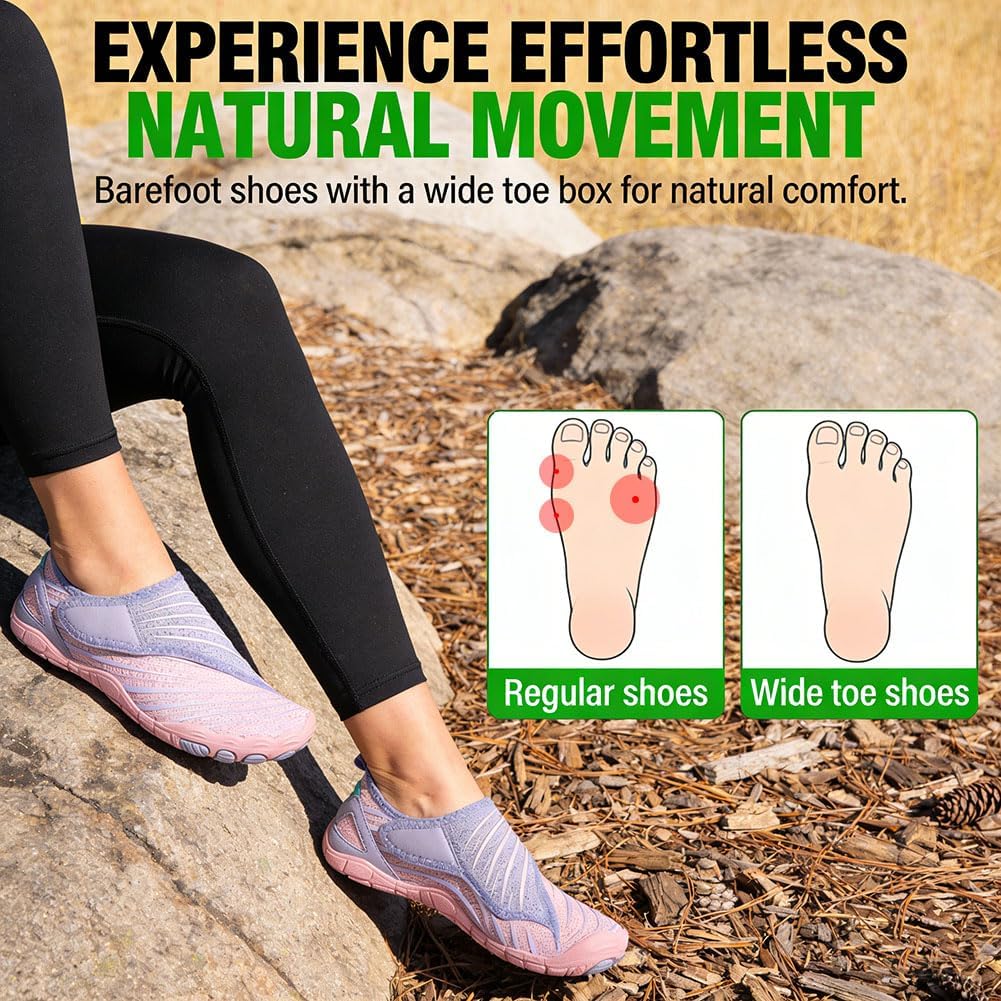 Hike Barefoot Shoes for Women Men - 2026 Upgraded Grounded Footwear for Women, Support Wide Toe Box Non-Slip Neuropathy Shoes Eases Strain on Feet and Joints