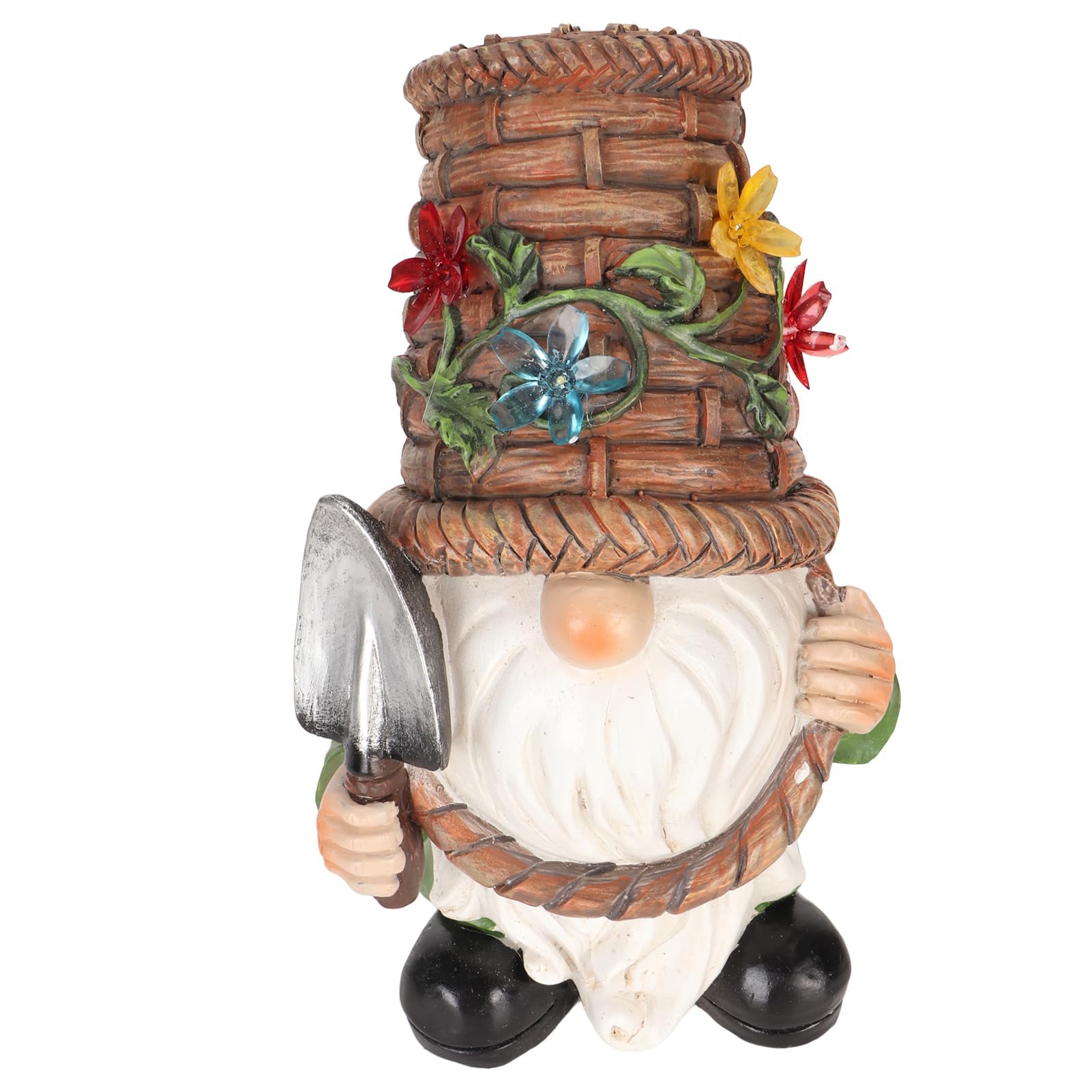 Scultura Decorazione Gnomi da Giardino Ornamenti da Esterno con Luci Solari, Statua in Resina con Pala Gnomo Carino Statua da Giardino per Patio Prato Cortile