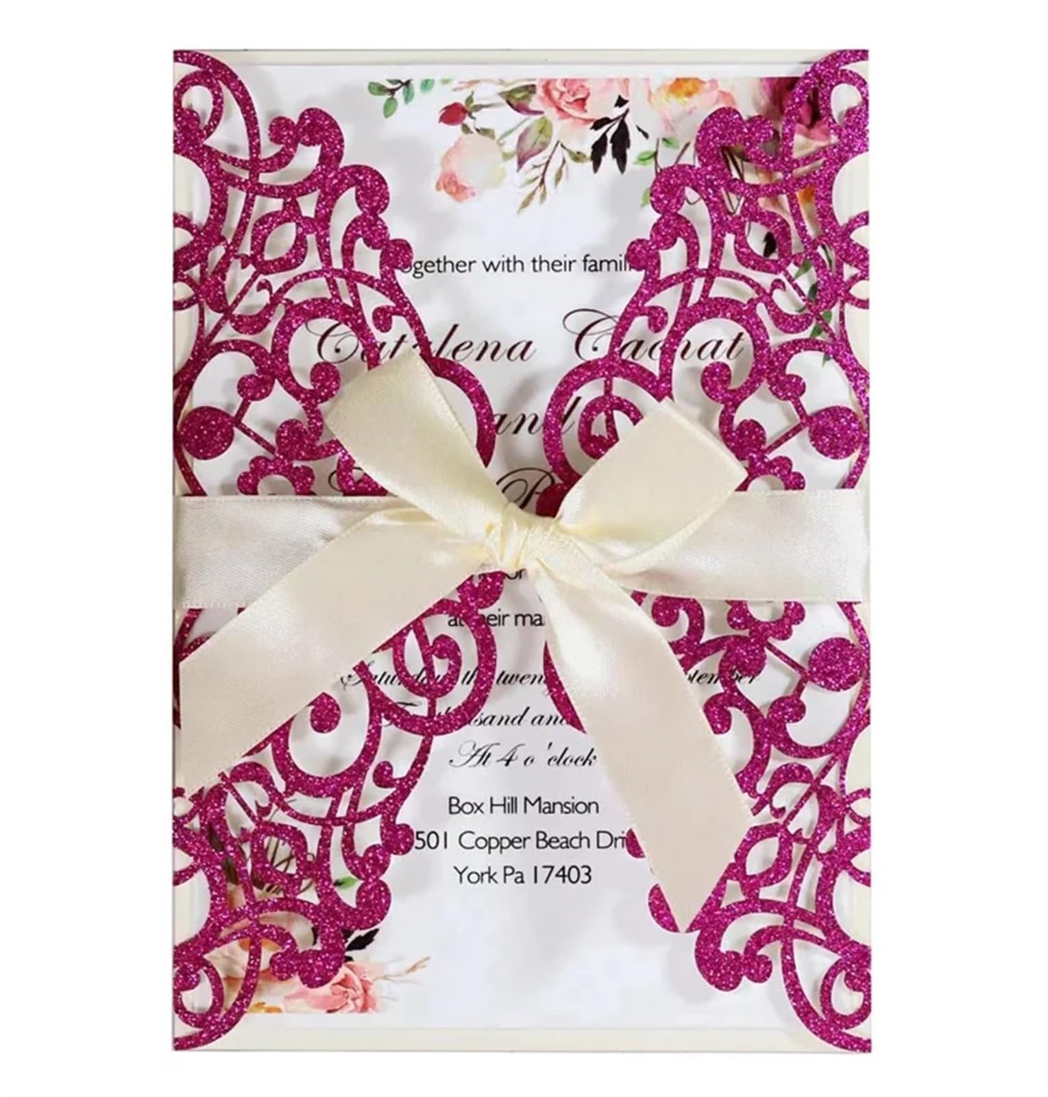 Hochzeitseinladungen Karte 25/50/100 Stück Hochzeitseinladungskarten, Verlobung, Hochzeit, Party, Dekoration(Purple red,25pcs)