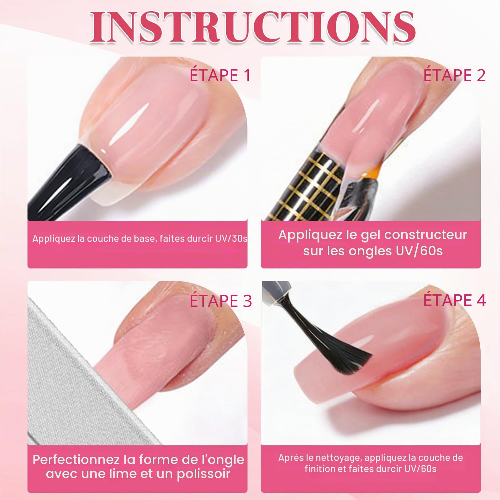 Sularpek Gel Construction Ongle UV, 65 ML Builder Gel, Base Gel UV Ongles, Gel de Construction Ongle pour Renforcement, Extension et Nail Art Manucure DIY(Nude Cover)