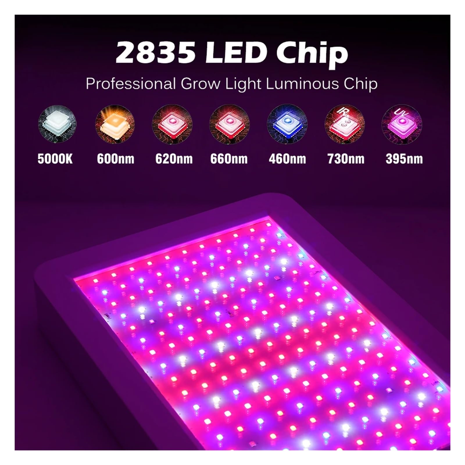 Lampada LED for la crescita delle piante da interno, 1000W, impermeabile, a spettro completo, con interruttore a 2 modalità, for serra Illuminatore orticolo(216LED)