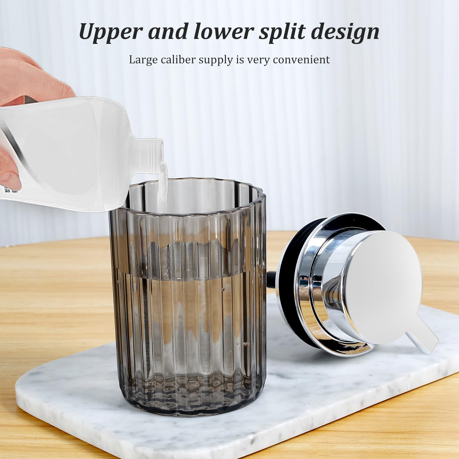 Foaming Soap Dispenser, Foam Hand Soap Dispenser with Silver Pump, Refillable Hand Soap Pump Dispenser, Delicate Foam Pump Dispenser, Lotion Foaming Soap Pump for Essential Oil Dish Soap(Grey)