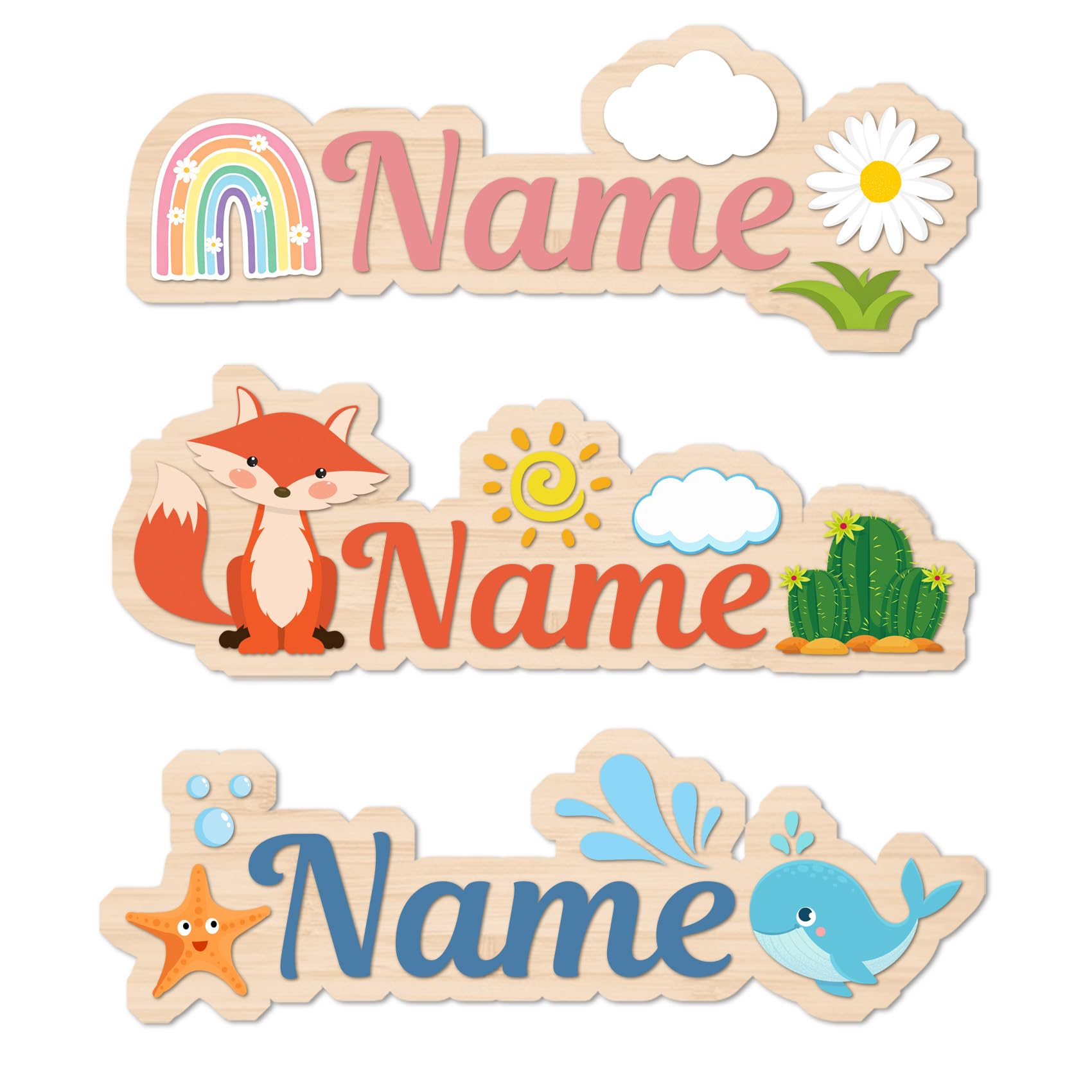 Personalised Wooden Name Sign, Custom Bedroom Door & Wall Name Plaque