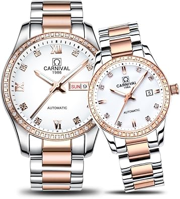 MASTOP Luxury Men Women Couple Automatic Watches Two Tone Automatic Stainless Steel Watch