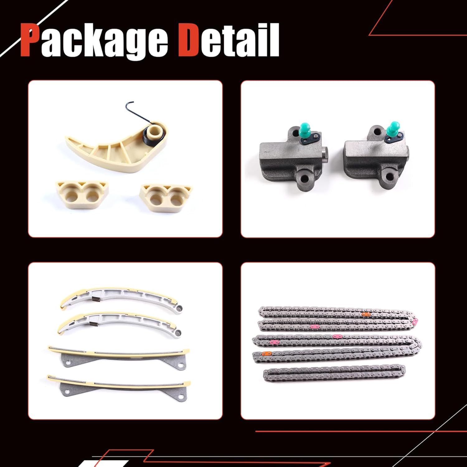 AUCERAMIC Engine Timing Chain Kit Fit for Hyundai Azera Santa Fe 2012-2019，Genesis G70/G80/G90 2017-2021, Kia Cadenza K900 Sedona Sorento 2013-2021 3.3L 3.8L 24321-3L100 24410-3CGA3