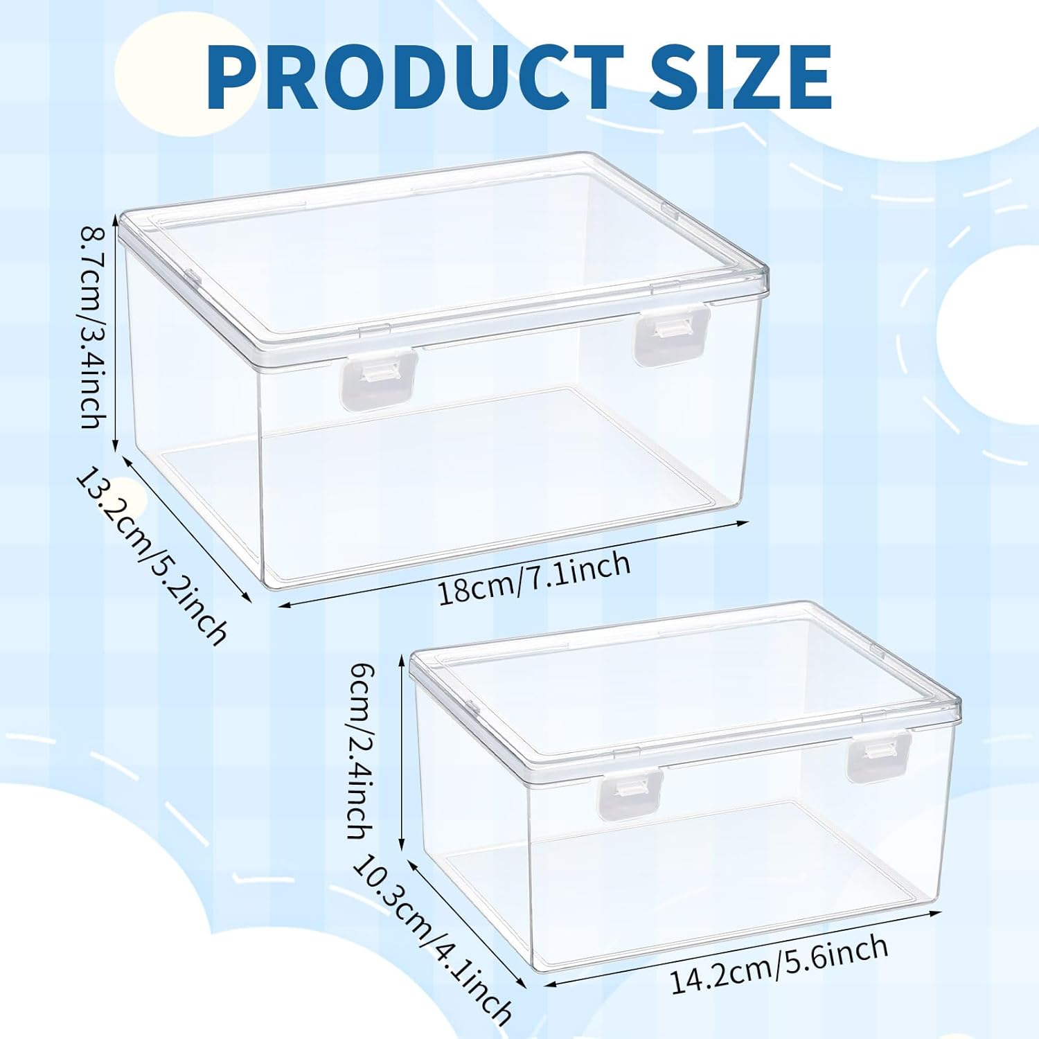 20 Pcs Plastic Playroom Storage Organizer Box Stackable Bins with Lids,Clear Storage Containers for Holds Small Toys, Building Blocks, Puzzles (7.09 x 5.2 x 3.43 Inch,5.6 x 4.1 x 2.4 Inch)