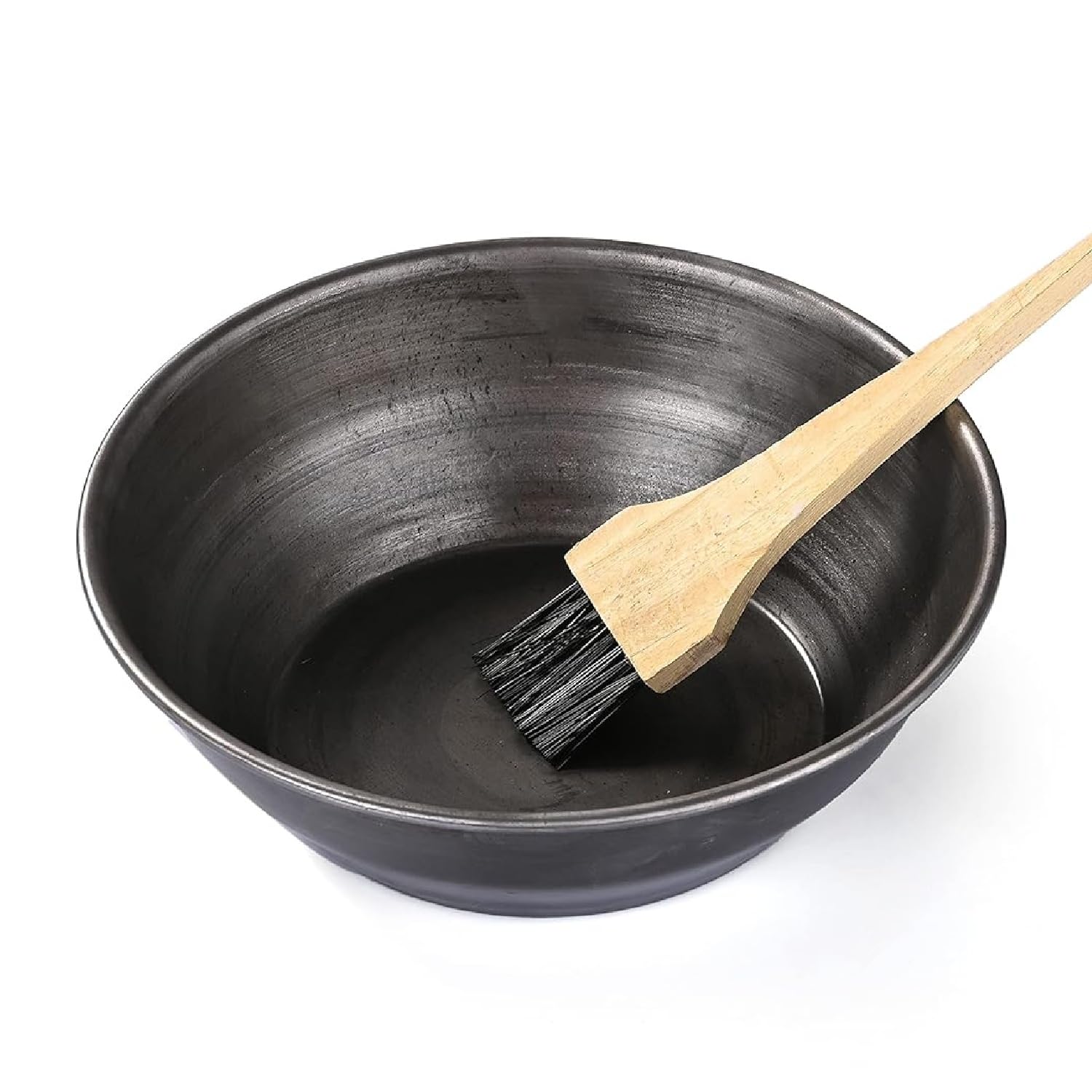 PTR Iron Heena Bowl with Wooden Brush for Mehndi Herbal Paste Soaking Boiling Ayurvedic Mixes Natural Iron Kadhai Wok Wide Mouth Balanced Weight Easy to Maintain Traditional Handmade - 7.5 inch-picture-49