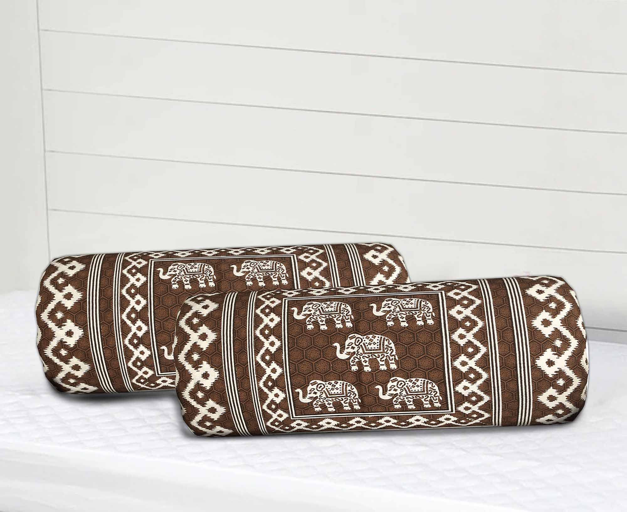 SkyKross - Everyday A New Thing Animal Print Bolster Cover 100% Cotton Set Of 2 Size | Diwan Round Pillow Cover | Masand Pillowcases (16 * 32) (Brown), 144 TC (B09PGG2RFQ) Amazon Price History, Amazon Price Tracker