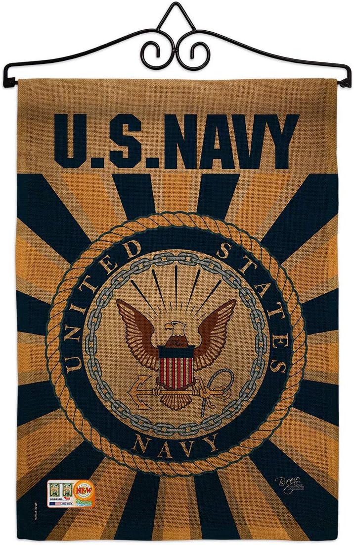Navy Garden Flag Armed Forces USN Seabee United State American Military Veteran Retire Official Small Decorative Gift Yard House Banner Double-Sided Made In USA 13 X 18.5