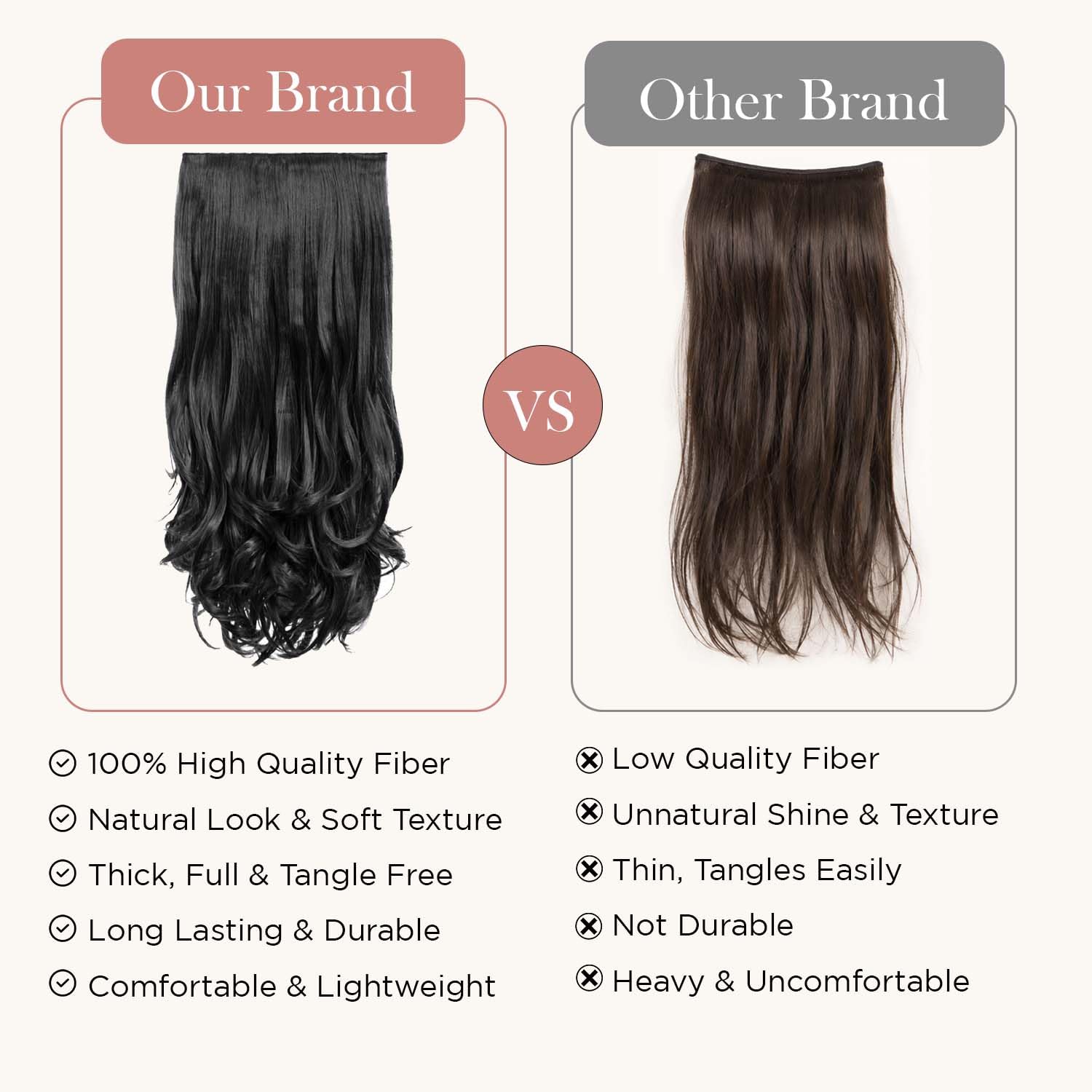 Artifice 5 Clip Curly Wavy Hair Extension Natural Looking Synthetic Thick Hairs for Any Event Clip In For Styling Women and Girls 26 INCH NATURAL ROYAL BLACK 4