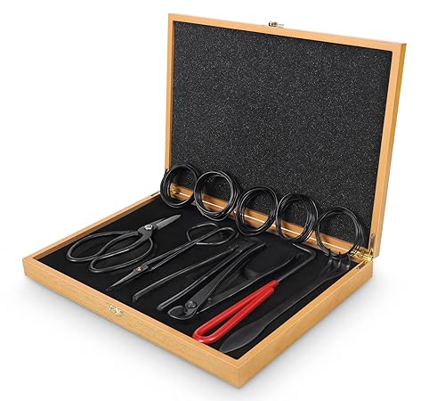 Bonsai Tools Set with Wood Box 12PCS Heavy Duty Bonsai