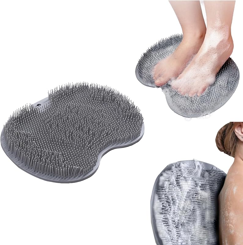 Merleu Tapete Escova para Pés e Corpo com Ventosas, Silicone Cinza, Modelo M1-FW006