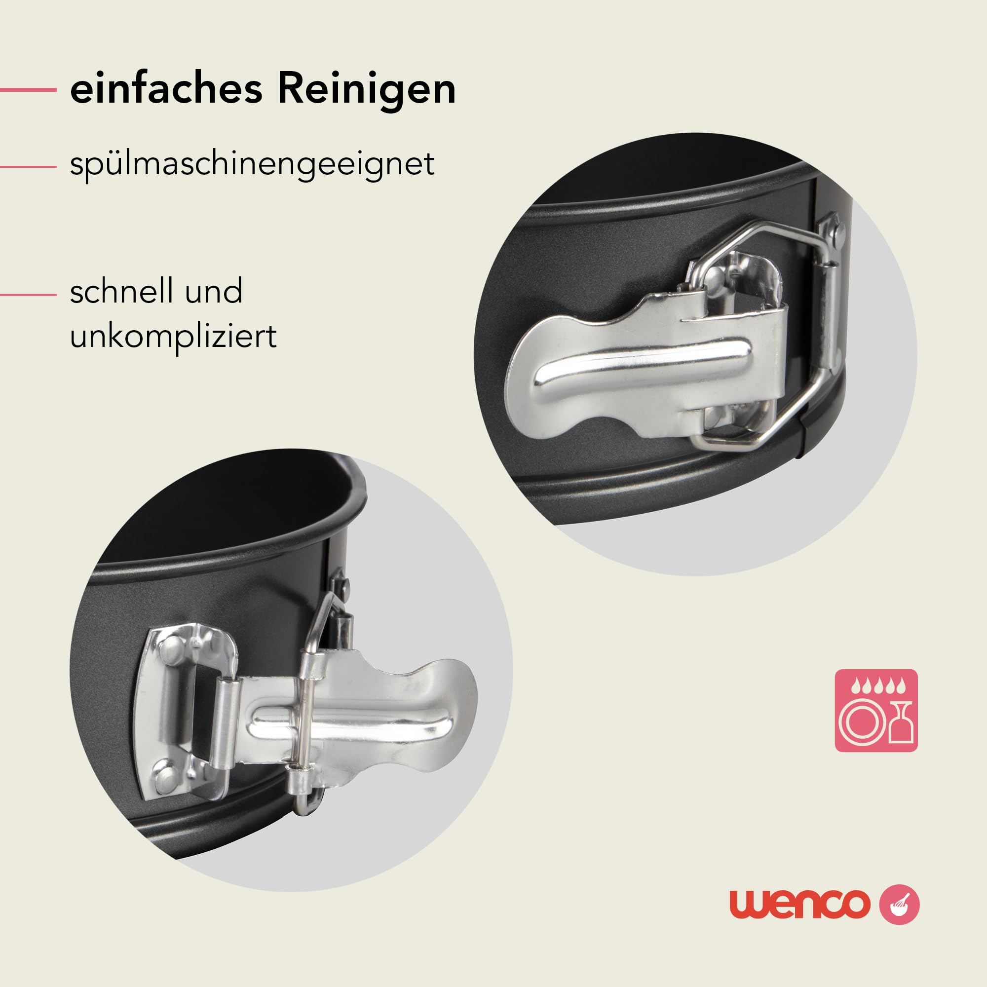 wenco Mini tortownica o średnicy 18 cm, idealna do małych ciast, wysokiej jakości powłoka nieprzywierająca, wykonana z wytrzymałej stali, odporna na wysokie temperatury, w stylowym kolorze szarym,