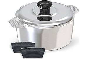 Cast Aluminum Dutch Oven with Lid for Even Heat Distribution and Retention