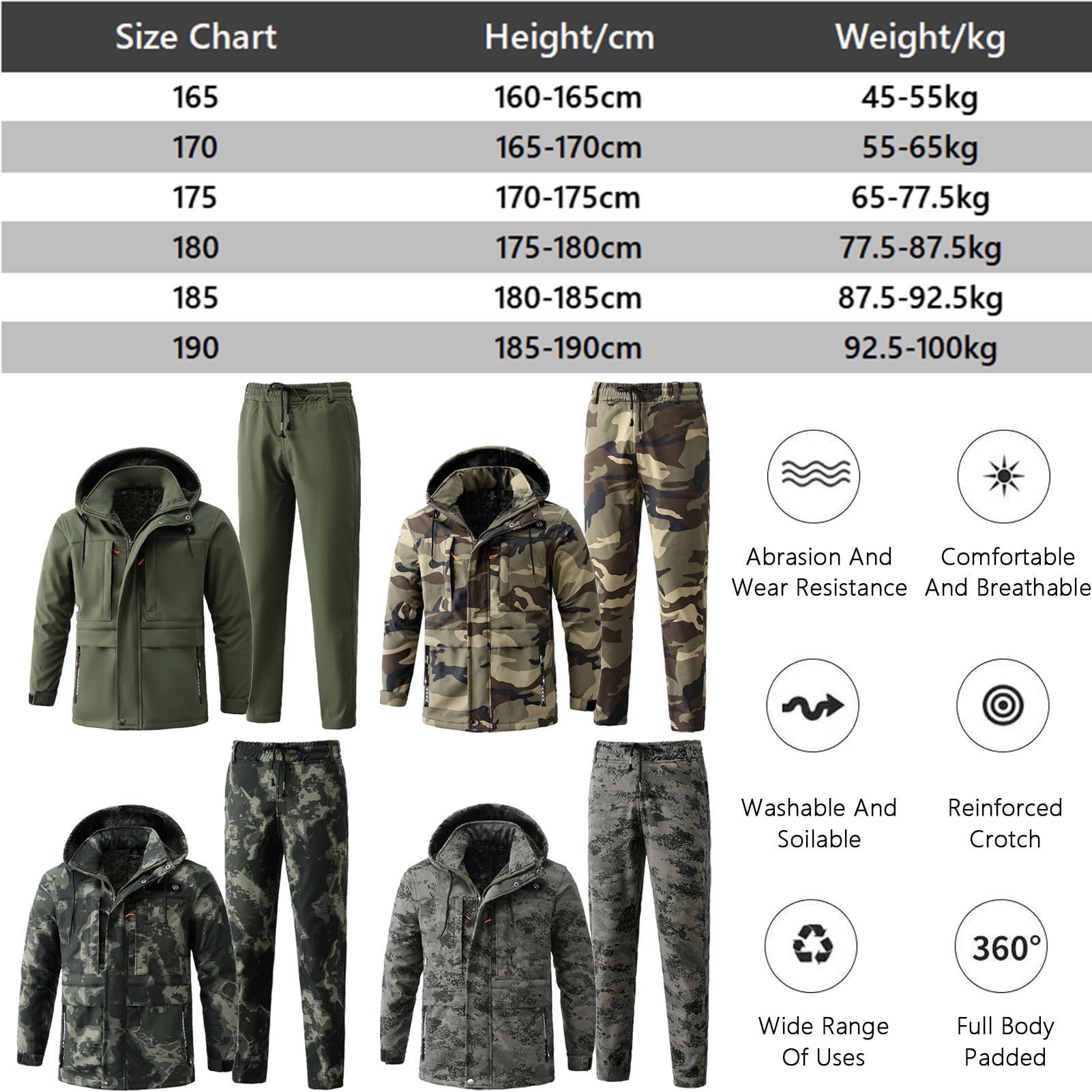 Traje De Esquí De 2 Piezas, Conjunto De Chaqueta Esquí Camuflaje Y Pantalones para Nieve, Ropa Militar, Traje Combate, Chaqueta Softshell para Hombre, para Esquiar, Pescar