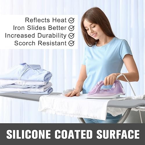Miniatura 4 de Funda y almohadilla para tabla de planchar, tamaño estándar de 15 x 54 pulgadas, funda de repuesto para tabla de hierro de 4 capas extra gruesa,
