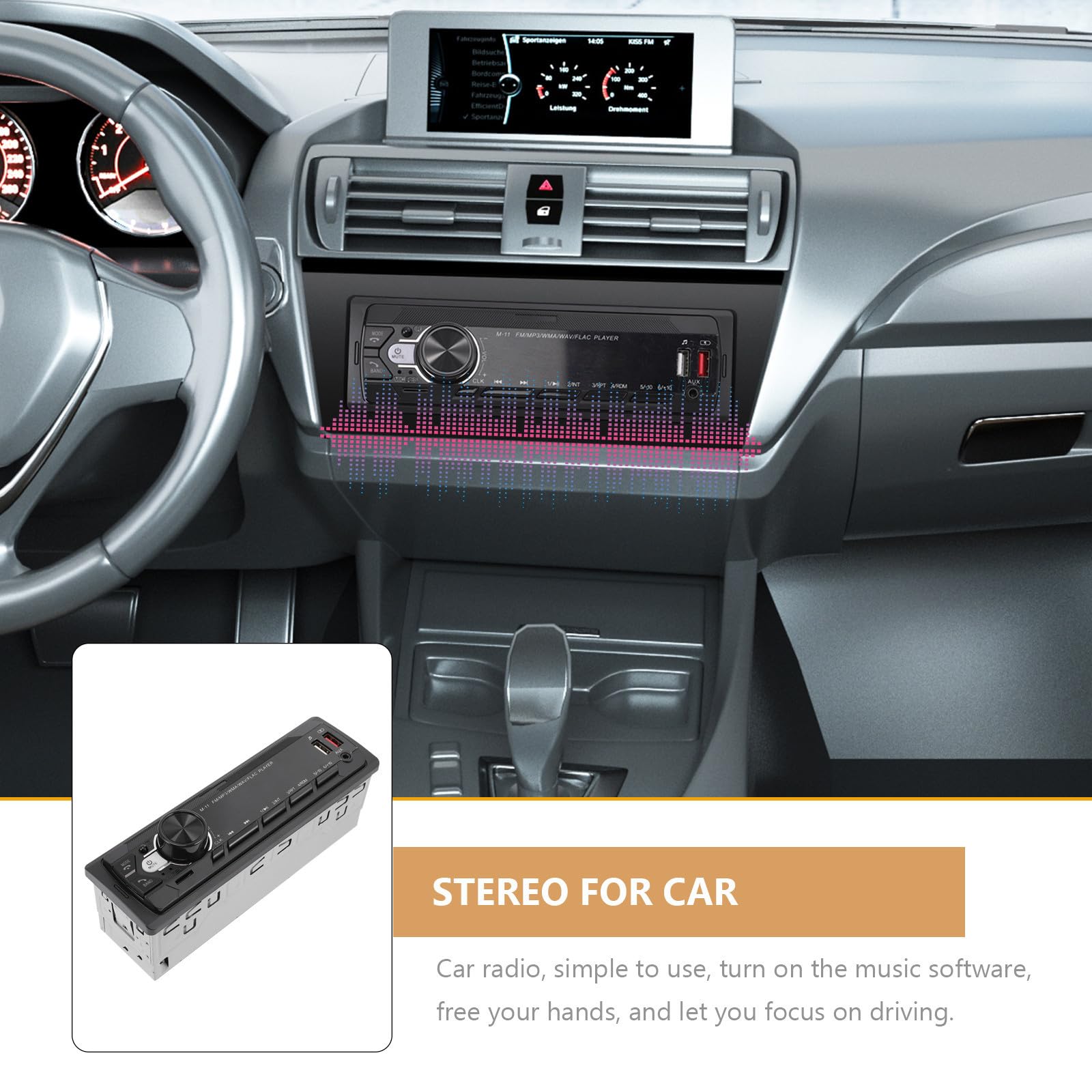 Reproductor Mp3 con Conexión Inalámbrica Manos Libres 12 V, Radio