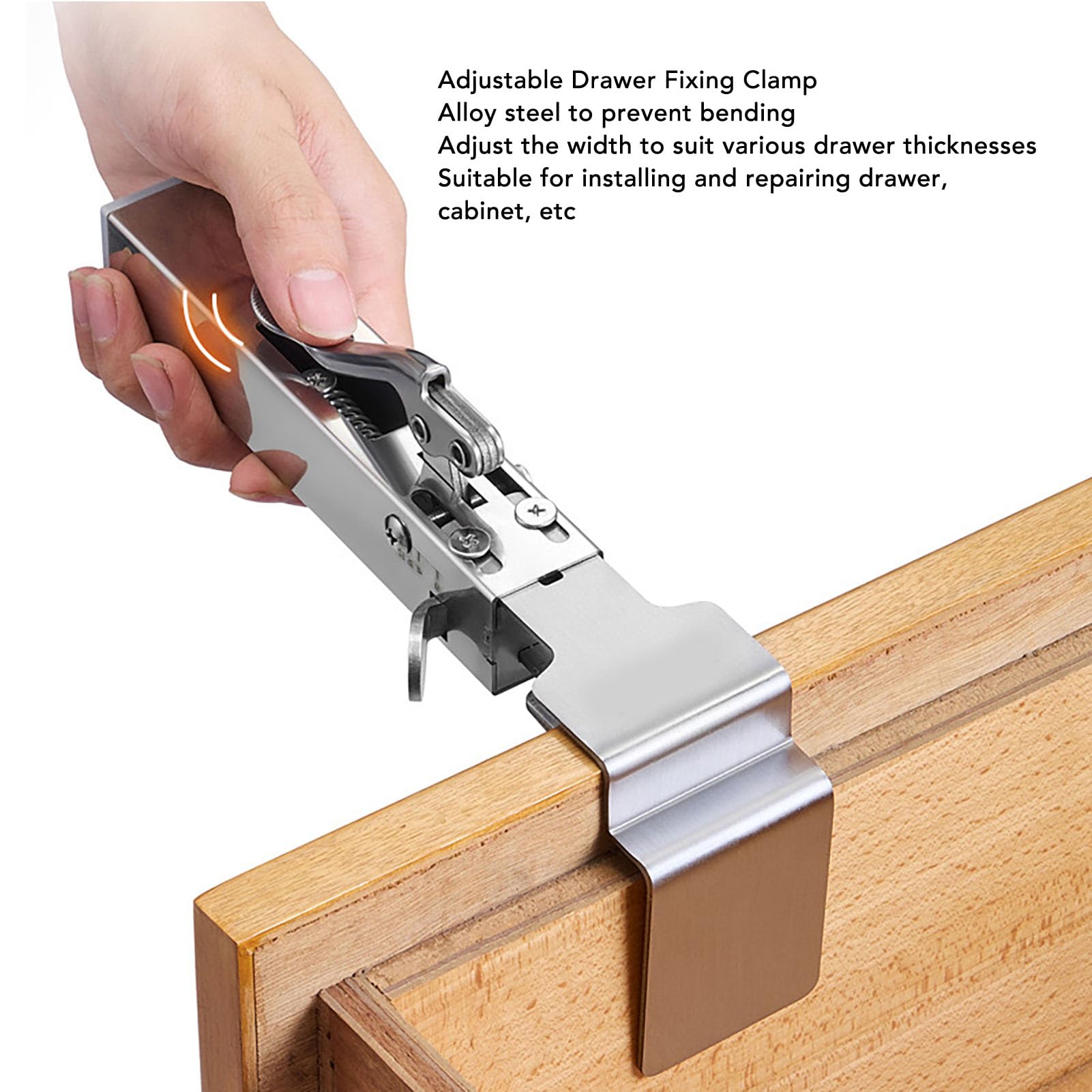 Adjustable Drawer Fixing Clamp, 2PCS Drawer Front Installation Clamps with 2 Replaceable Clips, for Installing Cabinets