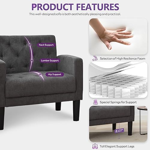 Miniatura 3 de TYBOATLE Juego de 2 sillas decorativas, modernas de mediados de siglo, tapizadas, copetudas, para sala de estar, dormitorio, sala de espera, silla