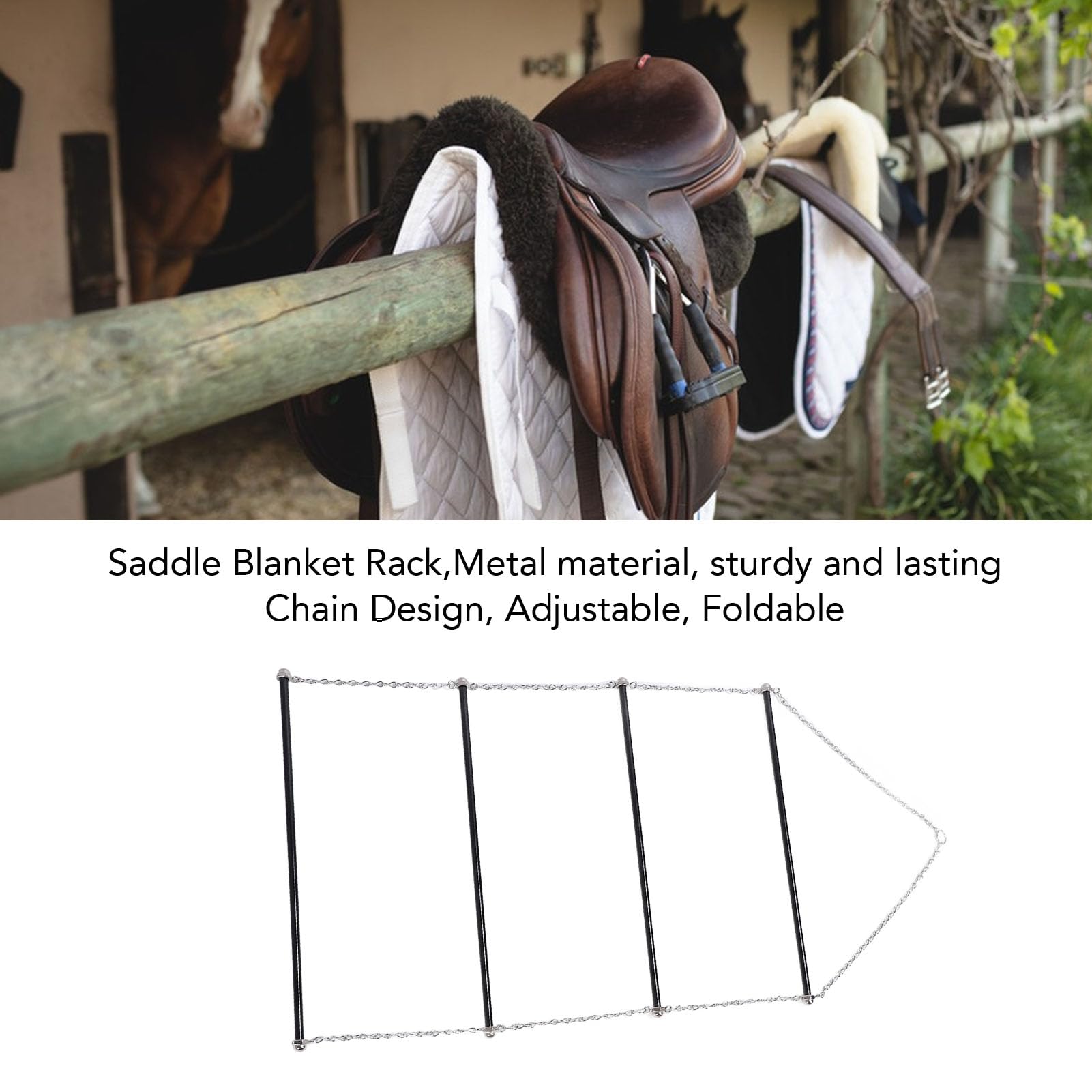 Luocute Horse Blanket Rack, Adjustable Saddle Pad Organizer, 4 Layer Hanging Storage - Image 2