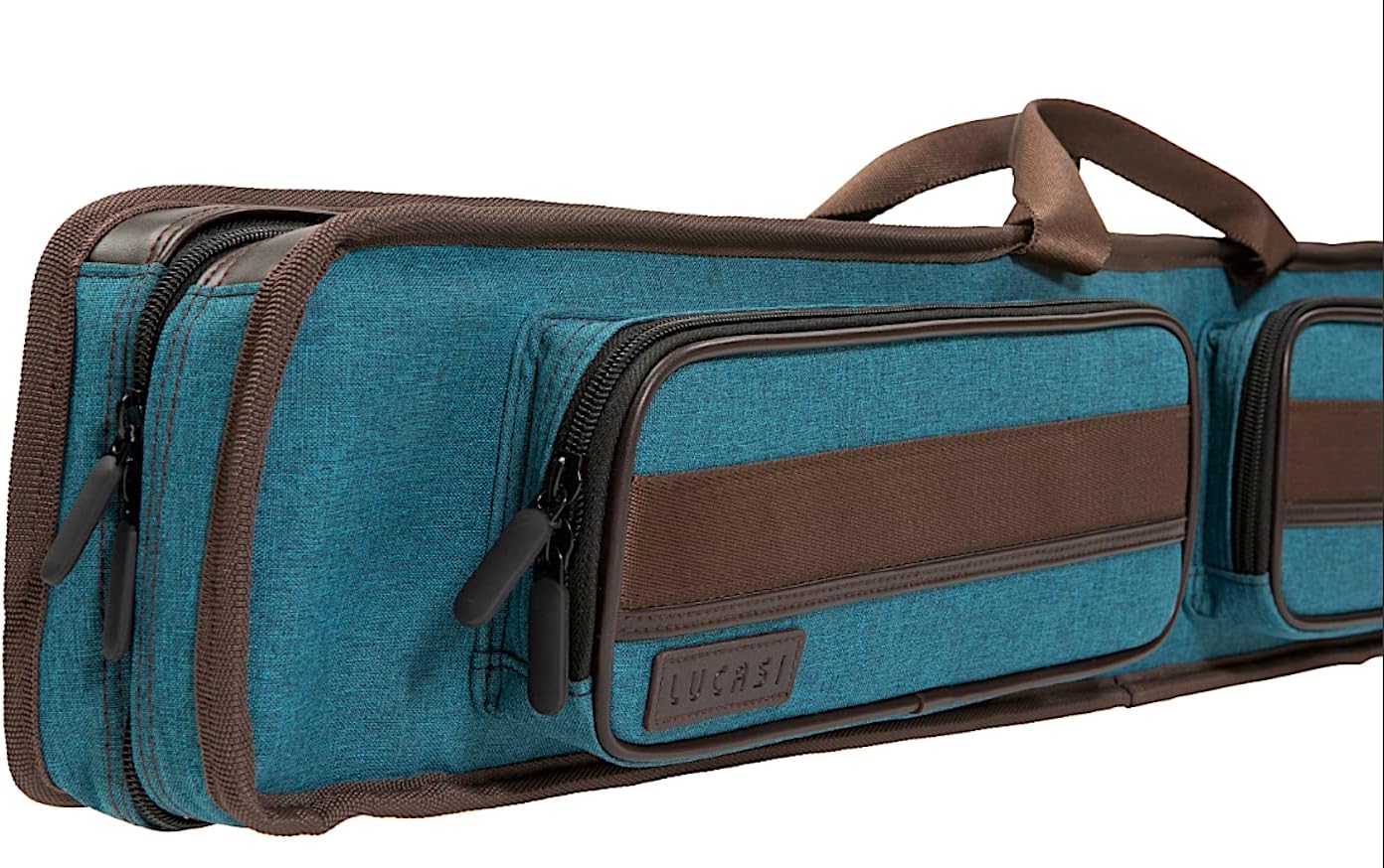 LUCASI Duo 3B/5S LZDU35BL Billiards Pool Cue Soft Case - Blue/Brown