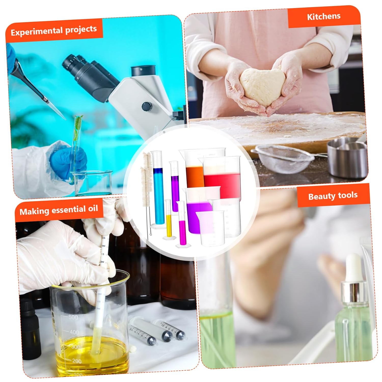 13pcs Lab Experiment Set Graduated Cylinders Beakers Tube Cleaners for Accurate Measurement