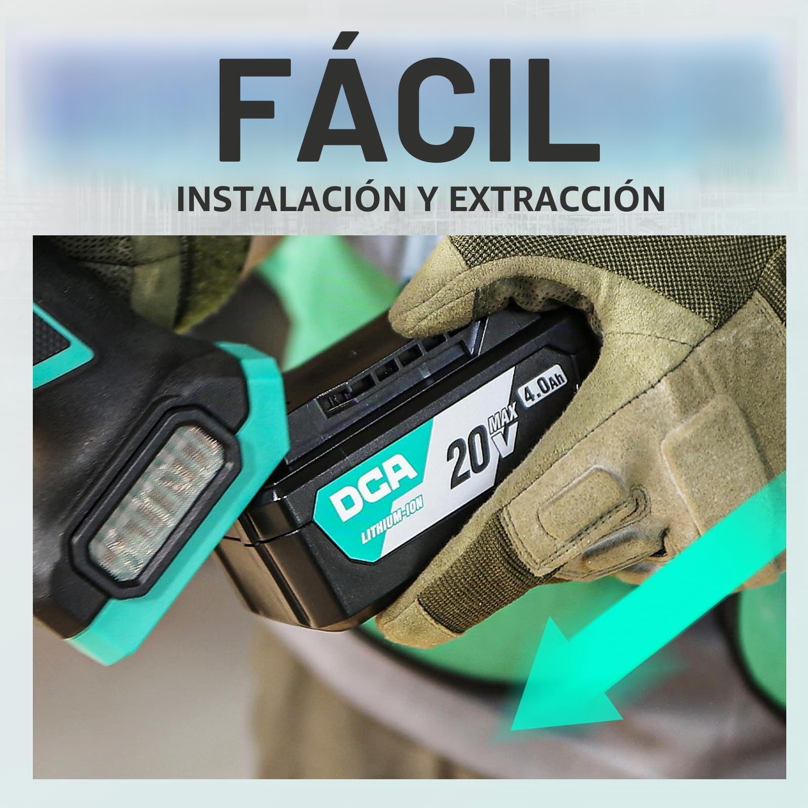 DCA Batería de iones de litio de 20V MAX, paquete de batería de 4,0Ah de alta capacidad, herramienta de batería compacta de 20V, 590g (FFBL2040)
