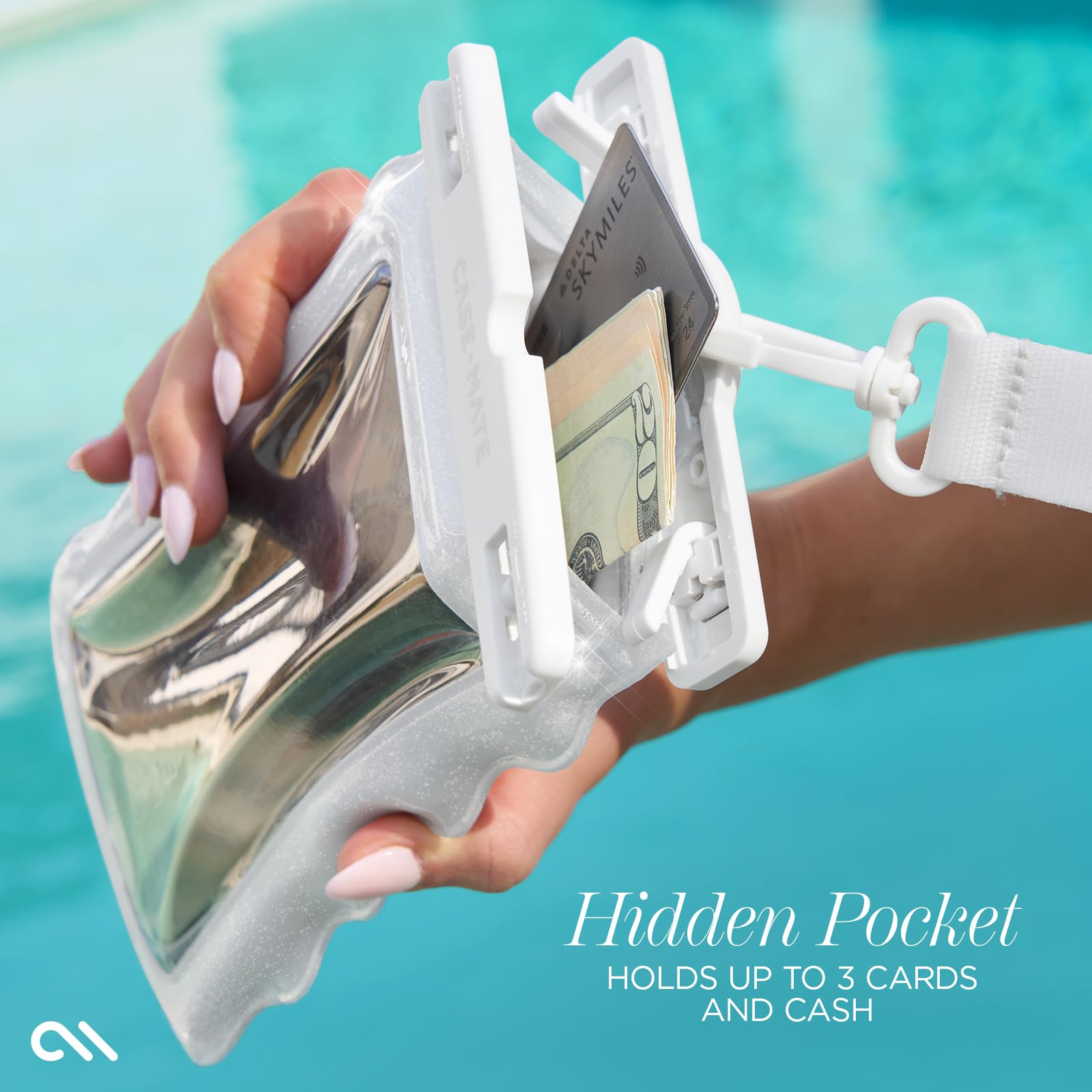 Case-Mate Funda Impermeable Ondulada IP68 para teléfono, Funda Flotante Grande con cordón Cruzado, artículos Esenciales de Viaje para cruceros, Compatible con Todos los Dispositivos, Bolsillo Oculto