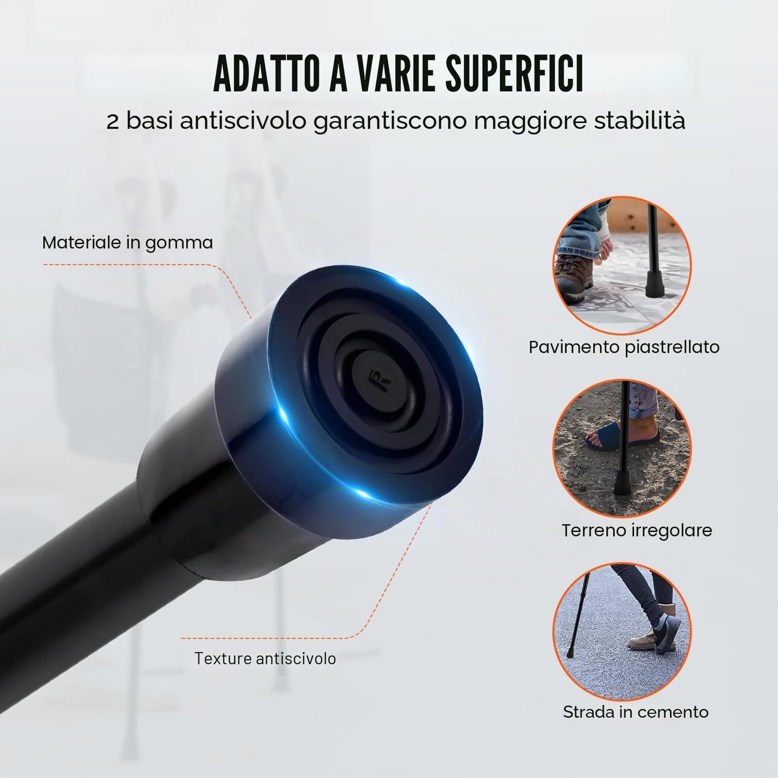 VEVOR Stampelle Pieghevoli da Avambraccio per Adulti, Stampelle con Altezza Regolabile 10 Livelli, in Alluminio Leggere con Polsino Aperto per Chirurgia Lesioni alle Gambe Disabili, 1 Paio 158,7 kg