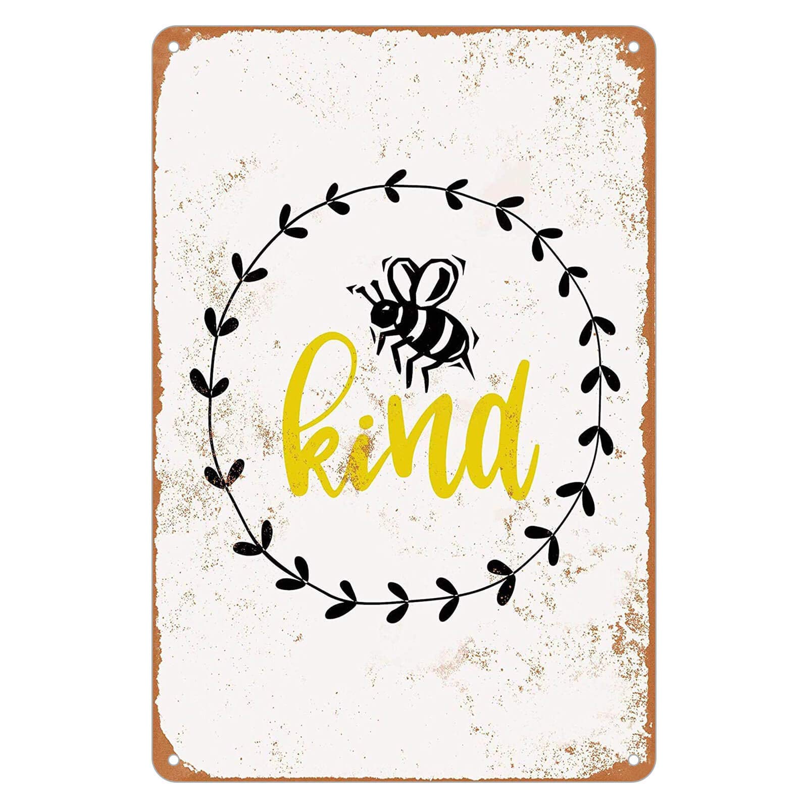 SMAZDFXX Metal Tin Signs Vintage Bee Kind Sgin Farmhouse House Home Kitchen Wall Decor Poster 12"x16"