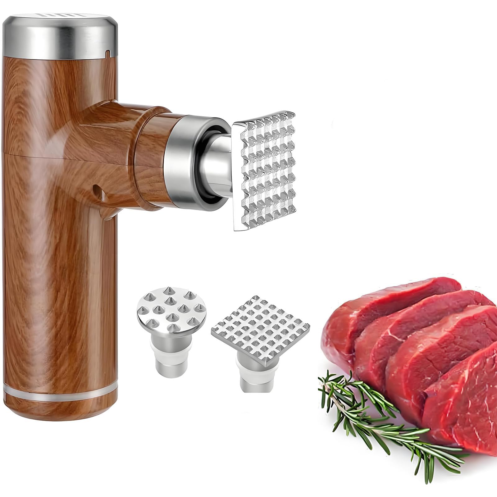 Batticarne elettrico, portatile, senza fili, con teste a martello in acciaio inox, 6 livelli regolabili per manzo, pollo, maiale e altro ancora
