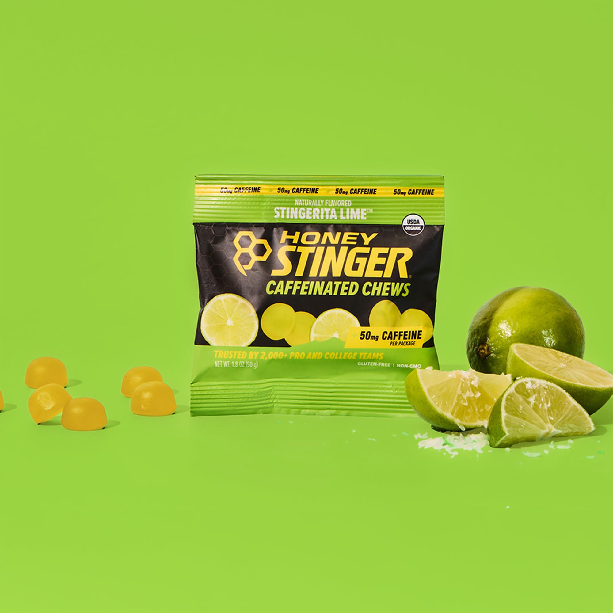 Honey Stinger Stingerita Lime Caffeinated Energy Chew, Gluten Free, with Caffeine, for Exercise, Running and Performance, Sports Nutrition for Home & Gym, Pre and Mid Workout, 21.6 Ounces (Pack of 12) — Amazon image 4