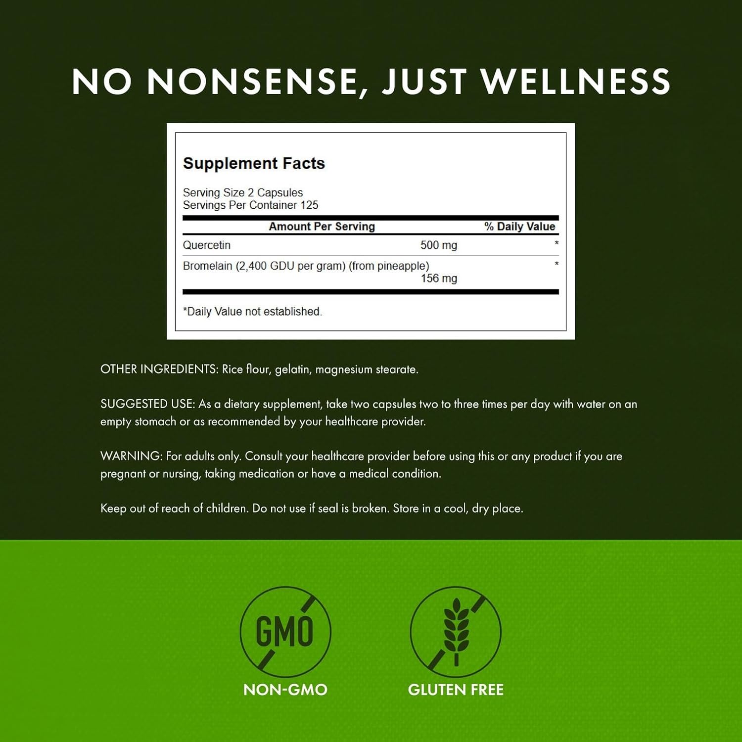 Swanson Quercetin & Bromelain- Supplement- Unique Natural Formula-(250 Capsules, 260/78mg Each) (2 Pack)