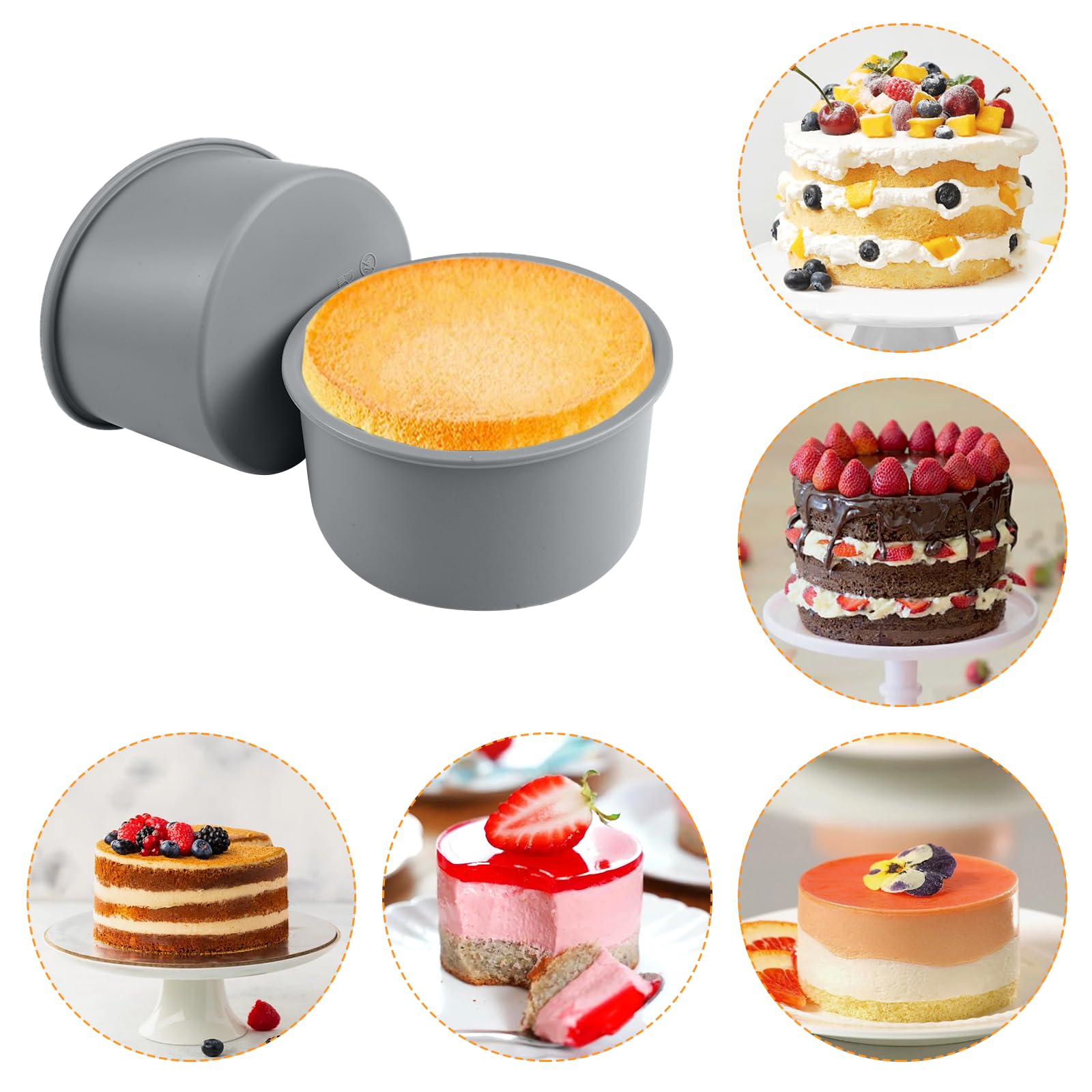 Lot De 4 Moules à Gâteau En Silicone 10 Cm - Antiadhésifs, Réutilisables - Pour Cheesecake, Mousse, Quiche - 3