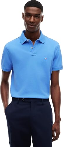 Tommy Hilfiger Polo de Manga Corta Hombre 1985 Regular Fit, Azul (Blue Spell), L