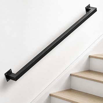 Wall Mount Handrails for Indoor Stairs 3ft Black Wrought Iron Stair Railing