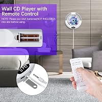 KOVCDVI Bluetooth CD Lejátszó Fali Szerelésű Érintőgombos Hangszóróval FM Rádió USB AUX LCD Kijelző Távirányító Portalanító Fedél 6
