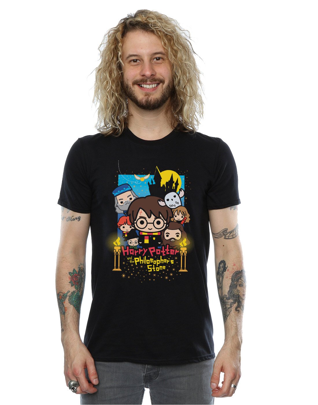 Harry Potter Men's Philosopher's Stone Junior T-Shirt Medium Black