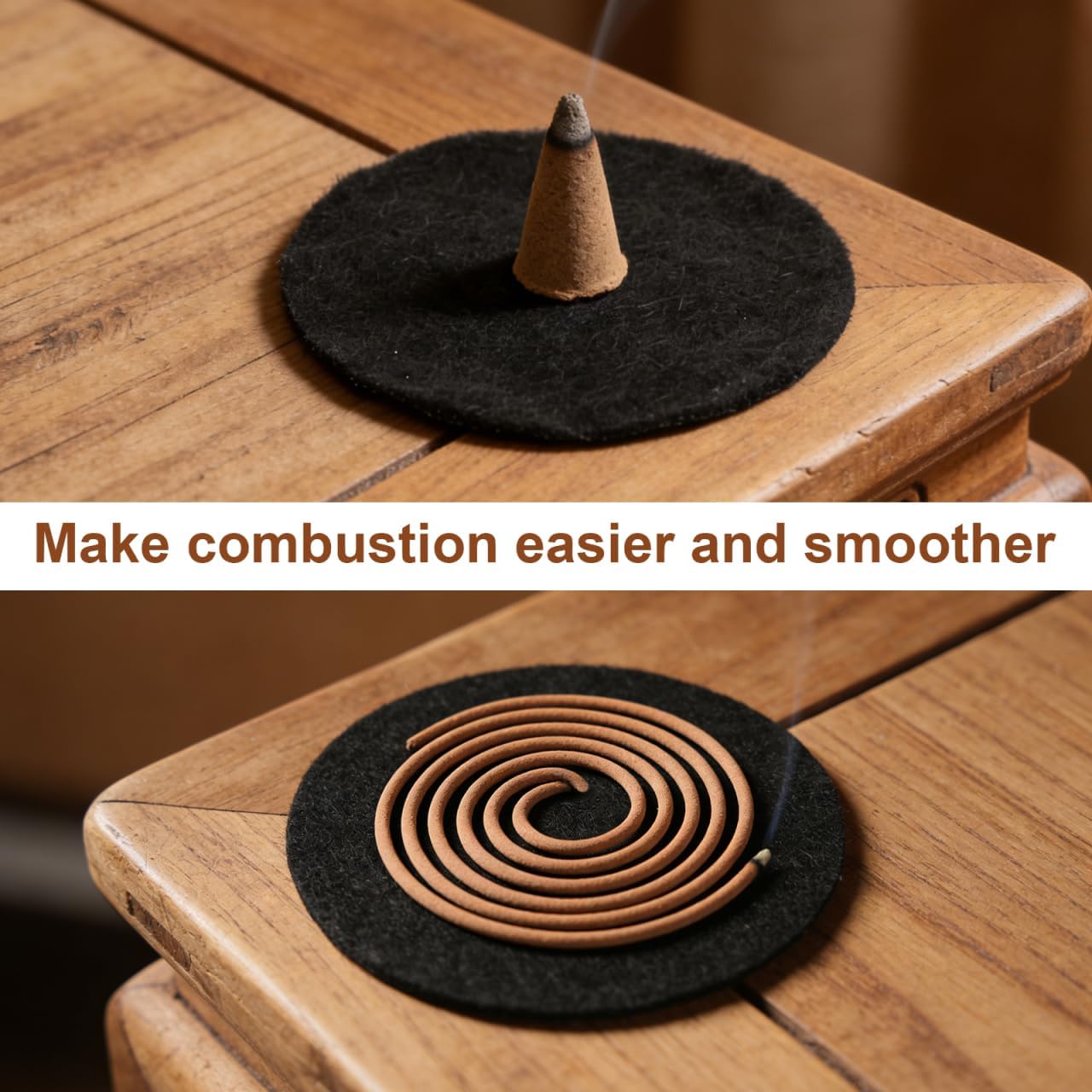 VILLCASE Incense Burner Accessories 8 Pack Fireproof Insulation Mat Round 3.34 inch Heat-Resistant Censer Fireproof Pads for Incense Cone Burner Tabletop Protection Home Fragrance Use