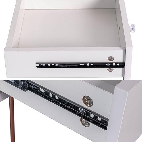 Miniatura 7 de Juego de tocador de maquillaje con espejo iluminado, escritorio blanco con cajones y taburete acolchado, mesa de maquillaje con espejo de luces