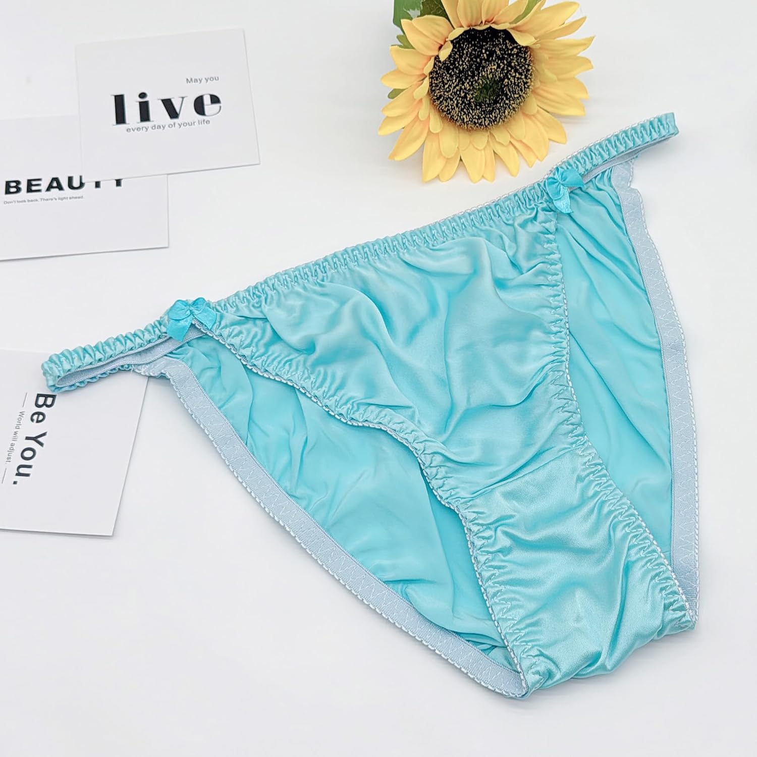 Women Silk Satin Panties Sexy Briefs Soft Fit Summer Beach Bikini Thong,G-String Perfect for Daily Underwear - Image 6