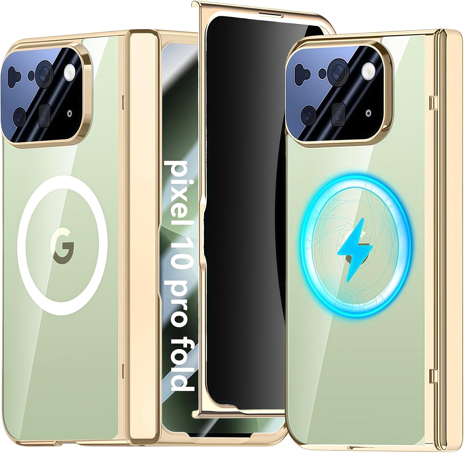 for Google Pixel 10 Pro Fold Magnetic Case, Compatible Magsafe Built in Privacy Screen Protector Hinge Cover Full-Body Shockproof Hard PC Protective Case for Google Pixel 10 Pro Fold Black