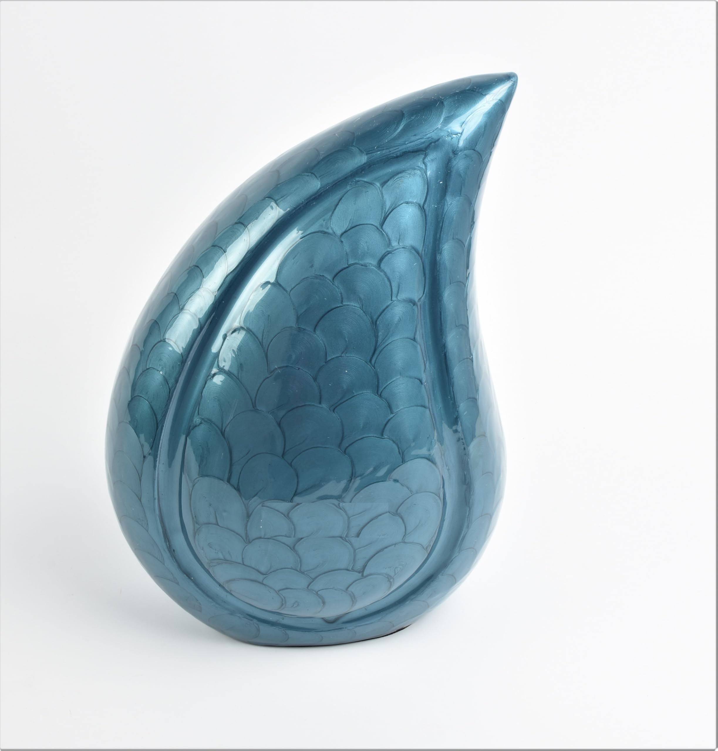 Aluminium Teardrop Urn ashes cremation funeral keepsake memorial Adult Capacity Handcrafted 12 Inch Secure Threaded Base Design (Blue) โ image 1