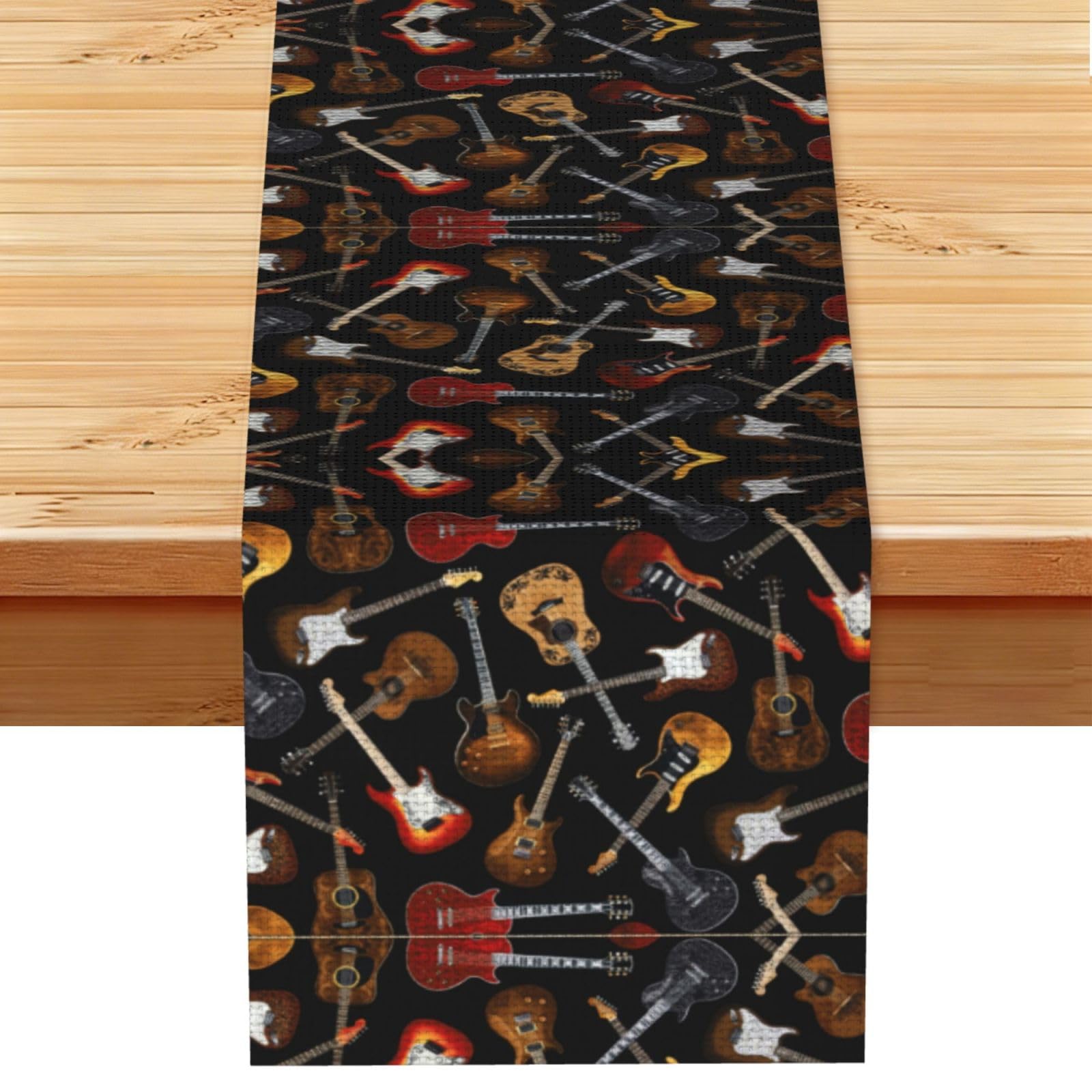 Guitars Printed Dining Table Runner 13x72 Inch, Non-Fading Decor for Kitchen Dresser Fireplace Mantel