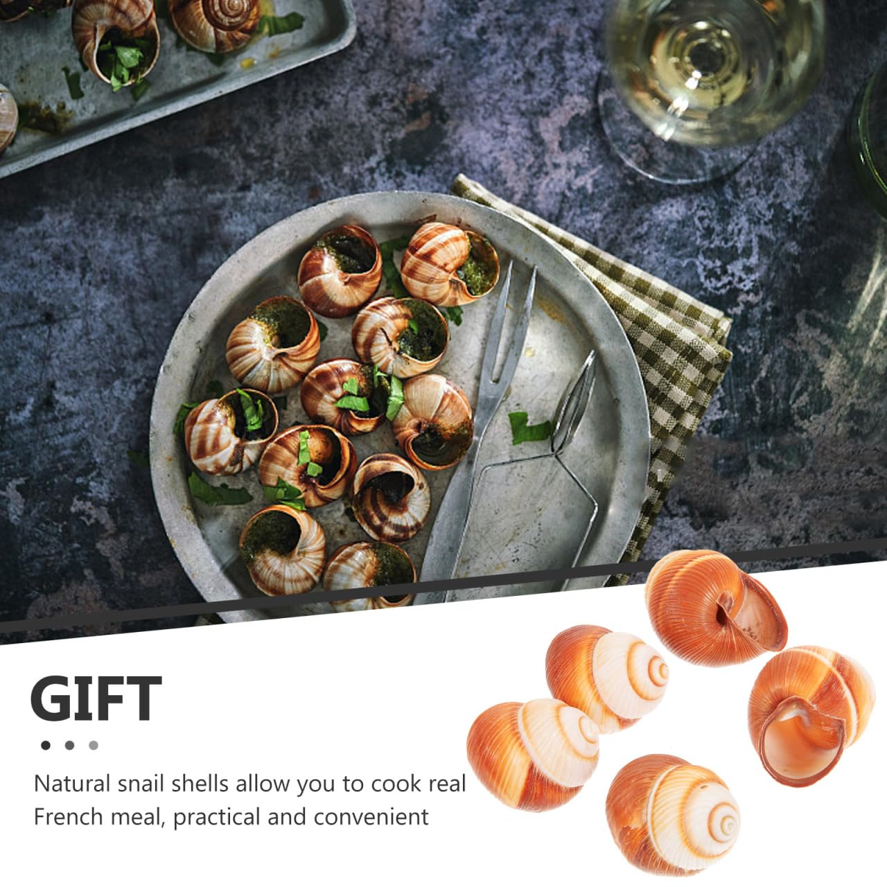 UPKOCH Natural Snail Shells for Escargot Cooking 1.57 Inch Heat Insulation Snail Shells Set of 5 for French Restaurant Baking and Serving - Image 4
