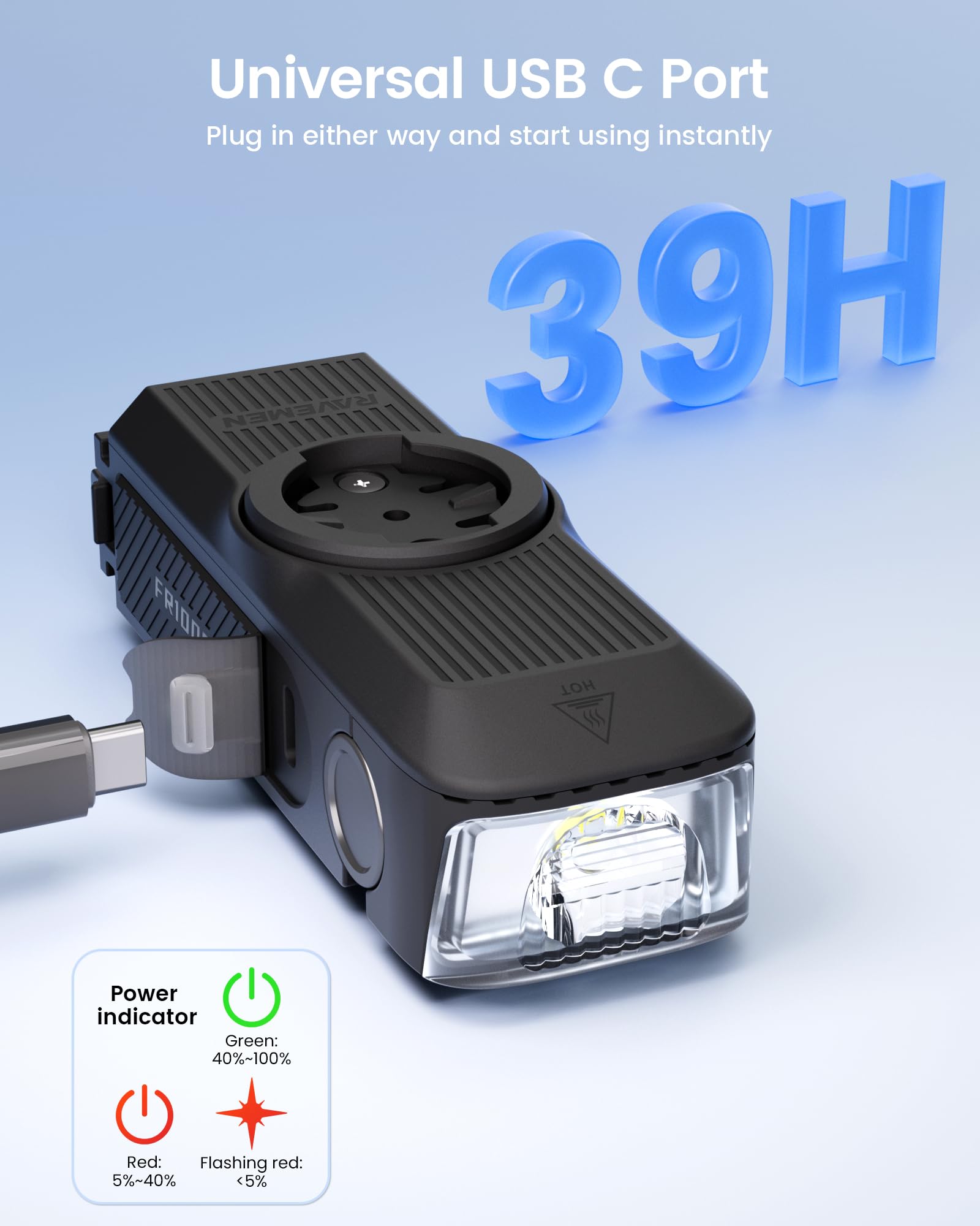 【新品】RAVEMEN FR1000 自転車ヘッドライト RAVEMEN Farol de bicicleta FR1000 para andar à noite, ajustável em