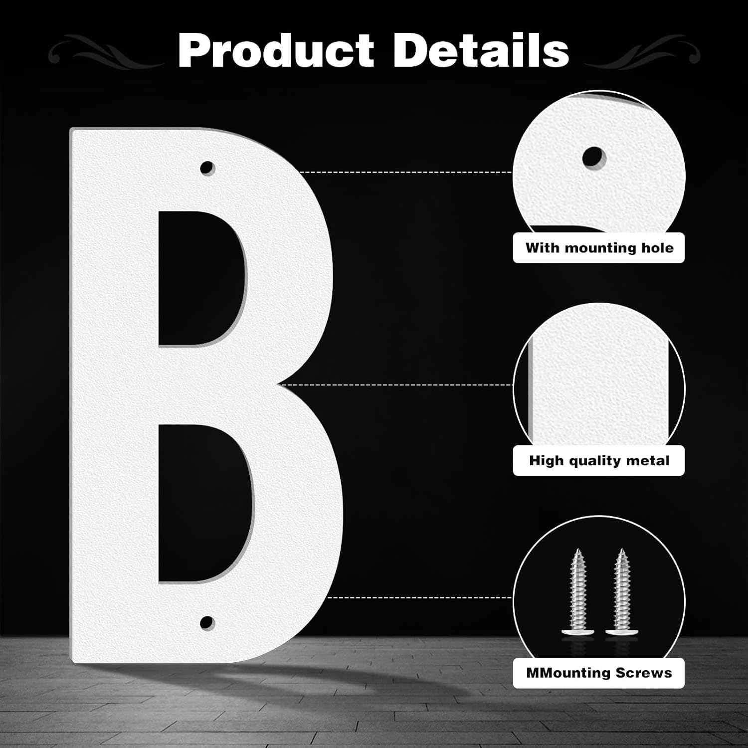 16 Inch Metal House Numbers, White Metal Numbers and Letters, Outdoors Mailbox Numbers and House Numbers, Modern House Address Signs, Suitable for Houses, Apartments, Streets, Outdoors(6)