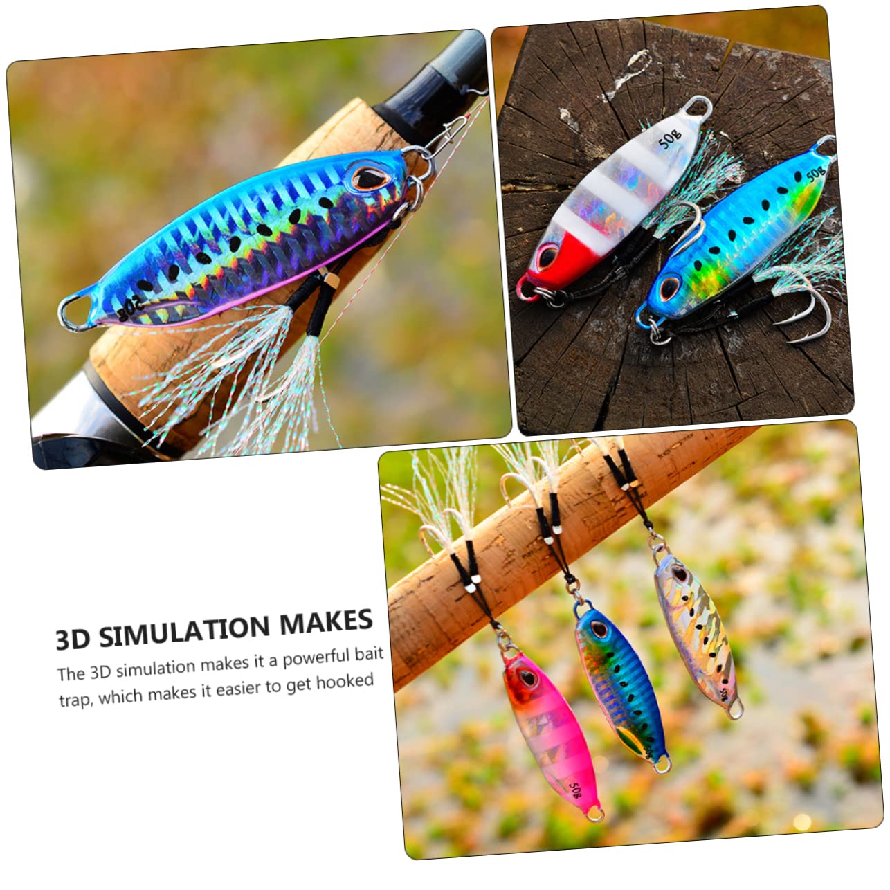 TOYANDONA Señuelos de Pesca Forma de Pez de Metal Reflectantes para Pesca al Aire Libre Sistema de Transferencia de Gravedad, Pack de 5 Piezas
